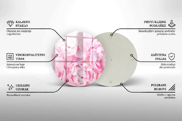 Sottobicchiere in vetro per candele tombali con motivo di peonie delicate