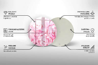 Sottobicchiere in vetro per candele tombali con motivo di peonie delicate