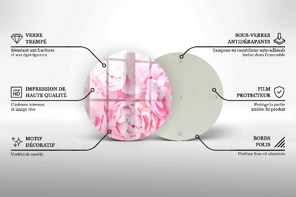 Sottobicchiere in vetro per candele tombali con motivo di peonie delicate