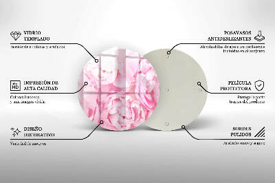 Sottobicchiere in vetro per candele tombali con motivo di peonie delicate