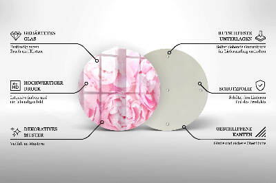 Sottobicchiere in vetro per candele tombali con motivo di peonie delicate