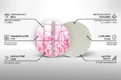 Sottobicchiere in vetro per candele tombali con motivo di peonie delicate