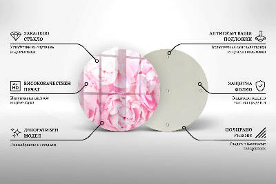 Sottobicchiere in vetro per candele tombali con motivo di peonie delicate