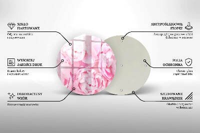 Sottobicchiere in vetro per candele tombali con motivo di peonie delicate