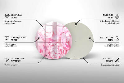Sottobicchiere in vetro per candele tombali con motivo di peonie delicate