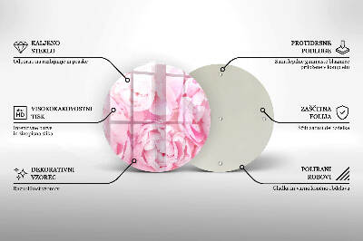 Sottobicchiere in vetro per candele tombali con motivo di peonie delicate