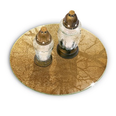 Piatto in vetro per candele con motivo a texture dorata