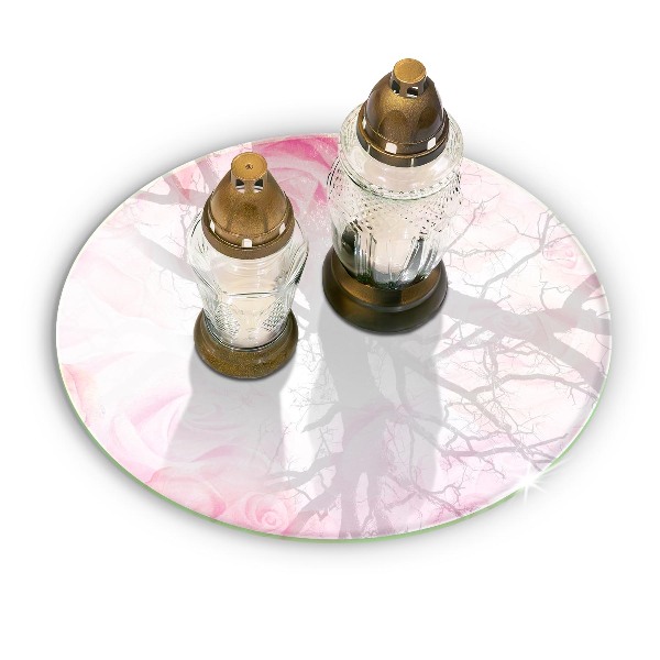 Sottobicchiere in vetro per candele tombali con motivo di rose delicate come sfondo