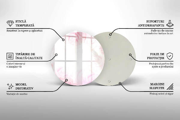Sottobicchiere in vetro per candele tombali con motivo di rose delicate come sfondo