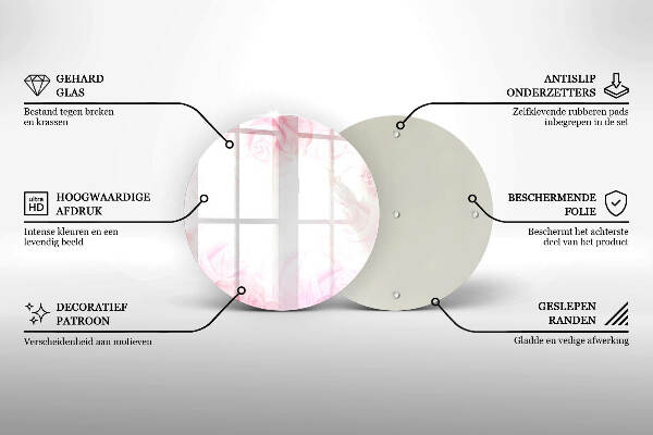 Sottobicchiere in vetro per candele tombali con motivo di rose delicate come sfondo