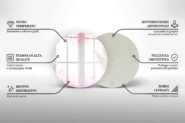 Sottobicchiere in vetro per candele tombali con motivo di rose delicate come sfondo