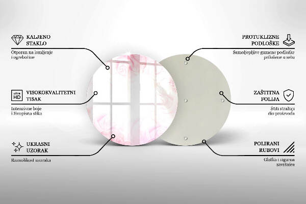 Sottobicchiere in vetro per candele tombali con motivo di rose delicate come sfondo