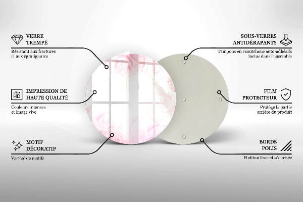 Sottobicchiere in vetro per candele tombali con motivo di rose delicate come sfondo