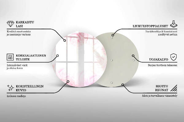 Sottobicchiere in vetro per candele tombali con motivo di rose delicate come sfondo