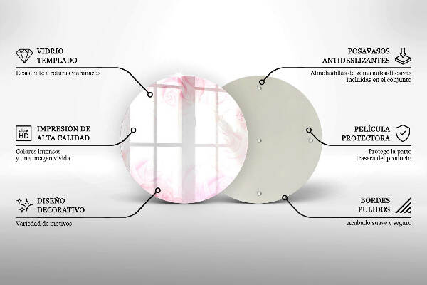 Sottobicchiere in vetro per candele tombali con motivo di rose delicate come sfondo