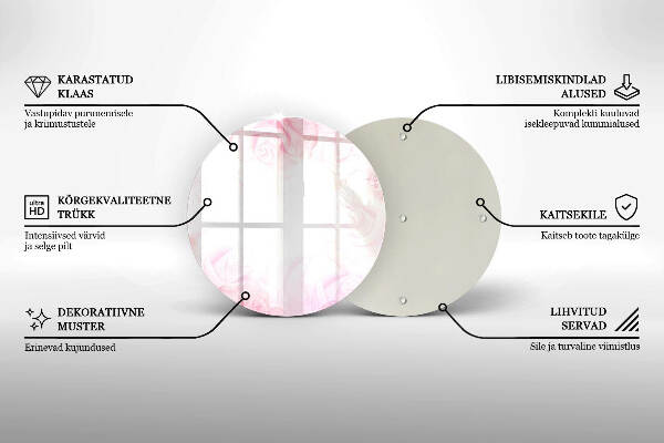 Sottobicchiere in vetro per candele tombali con motivo di rose delicate come sfondo