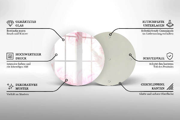 Sottobicchiere in vetro per candele tombali con motivo di rose delicate come sfondo