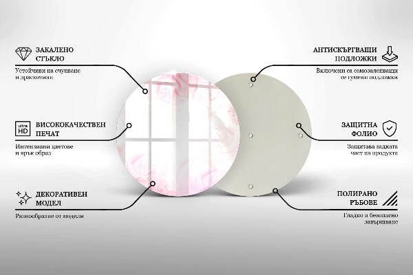 Sottobicchiere in vetro per candele tombali con motivo di rose delicate come sfondo