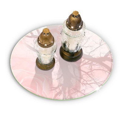 Piatto in vetro per candele con motivo di rose pastello