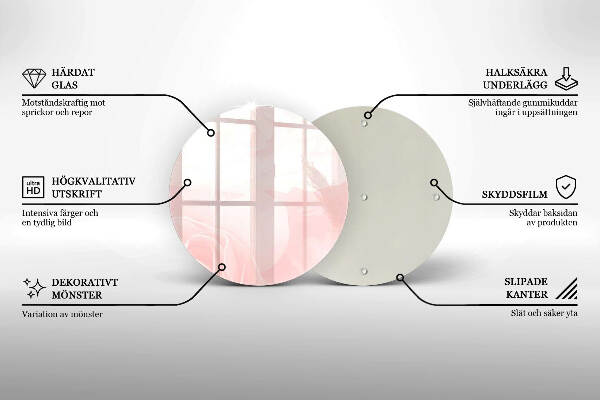Piatto in vetro per candele con motivo di rose pastello