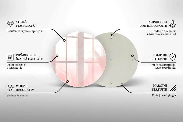Piatto in vetro per candele con motivo di rose pastello