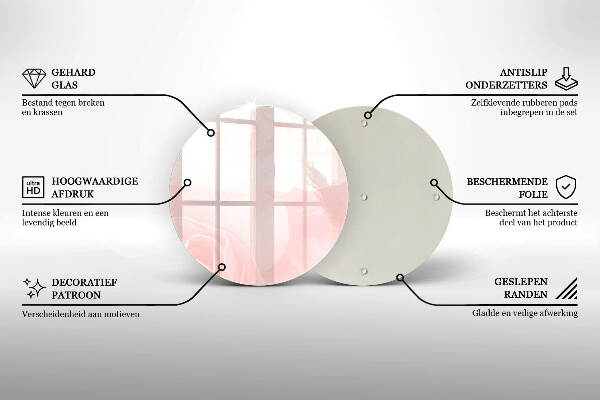 Piatto in vetro per candele con motivo di rose pastello
