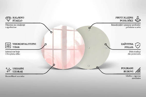 Piatto in vetro per candele con motivo di rose pastello