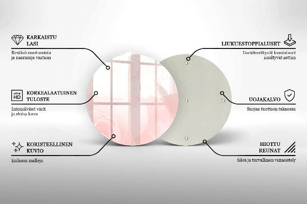 Piatto in vetro per candele con motivo di rose pastello