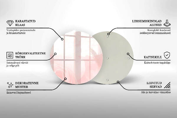 Piatto in vetro per candele con motivo di rose pastello