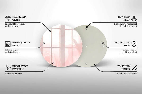 Piatto in vetro per candele con motivo di rose pastello