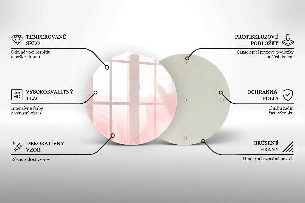 Piatto in vetro per candele con motivo di rose pastello