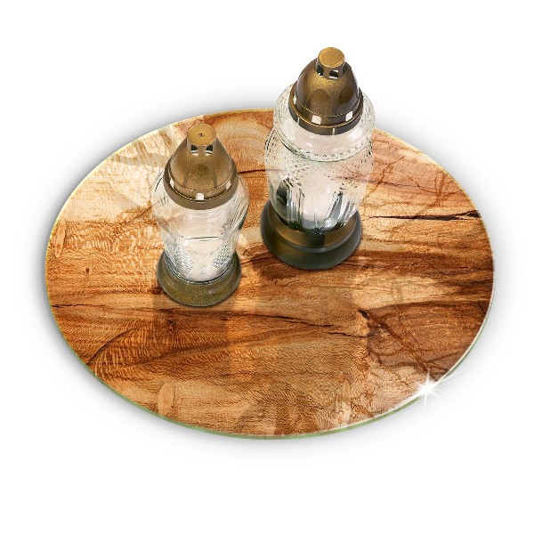 Sottobicchiere in vetro per candele tombali con texture a pannello in effetto legno