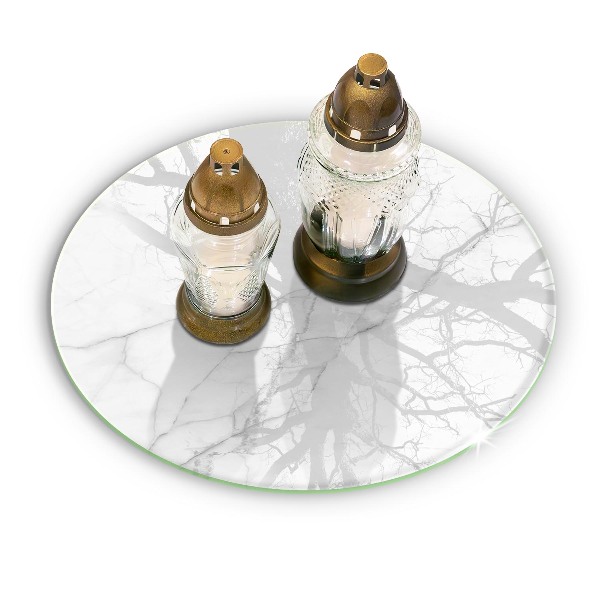 Sottobicchiere in vetro per candele tombali con motivo di marmo