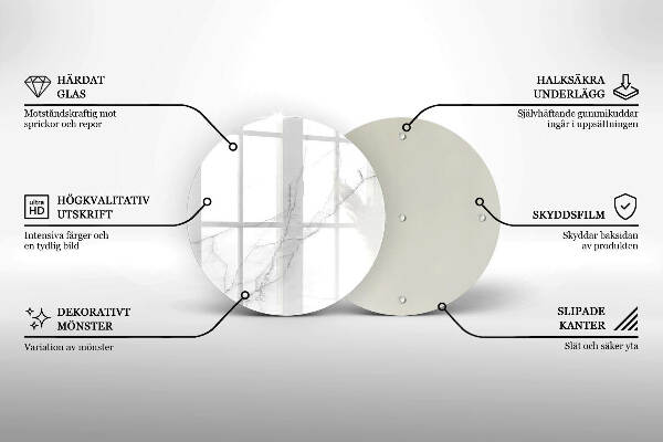 Sottobicchiere in vetro per candele tombali con motivo di marmo
