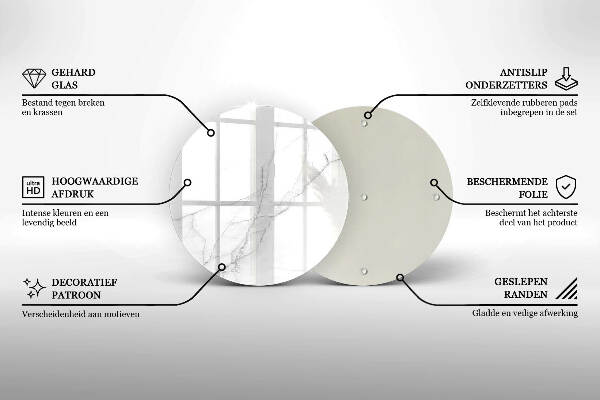 Sottobicchiere in vetro per candele tombali con motivo di marmo