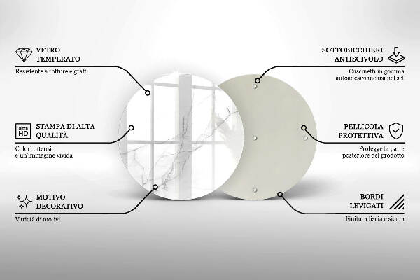 Sottobicchiere in vetro per candele tombali con motivo di marmo