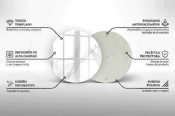 Sottobicchiere in vetro per candele tombali con motivo di marmo