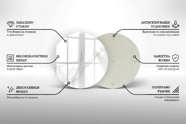 Sottobicchiere in vetro per candele tombali con motivo di marmo