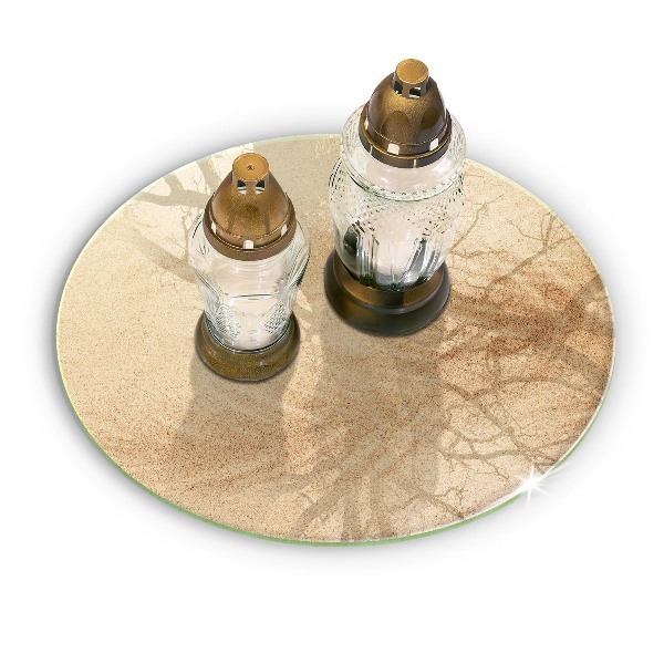 Piatto in vetro per candele con finitura color sabbia