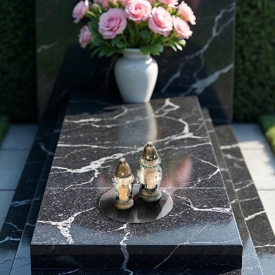 Sottobicchiere in vetro per candele tombali in colore grigio