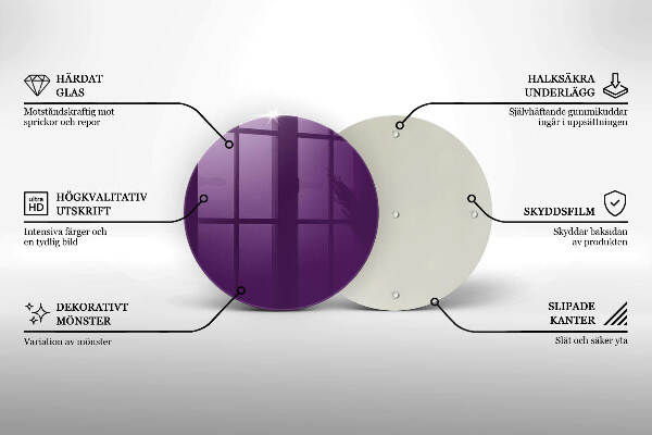 Piatto in vetro per candele viola