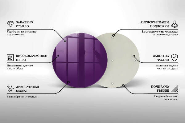 Piatto in vetro per candele viola