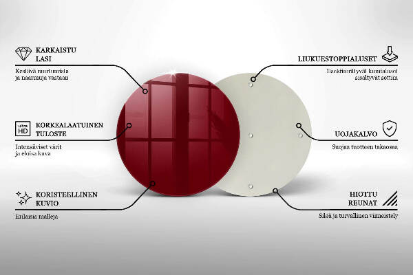 Piatto in vetro per candele di colore bordeaux