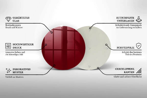 Piatto in vetro per candele di colore bordeaux