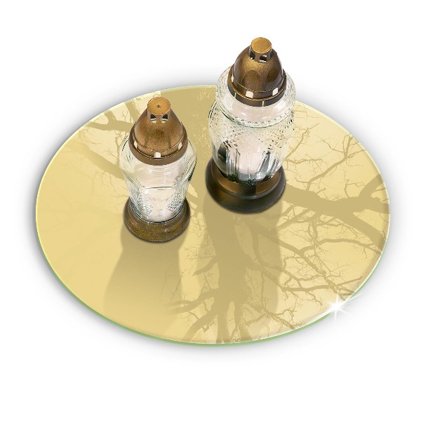 Sottobicchiere in vetro per candele tombali di colore giallo