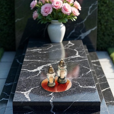 Sottobicchiere in vetro per candele tombali in colore arancione