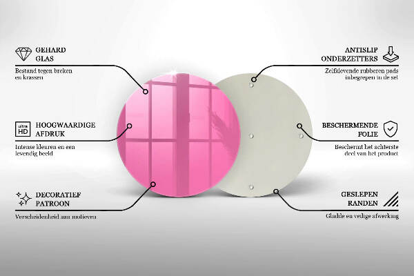 Piatto in vetro per candele di colore rosa