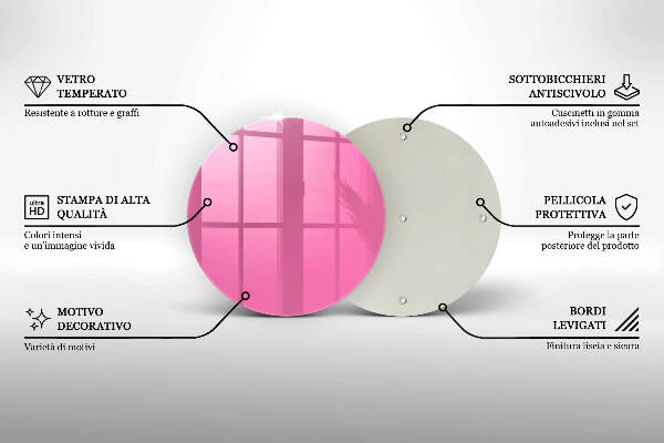 Piatto in vetro per candele di colore rosa