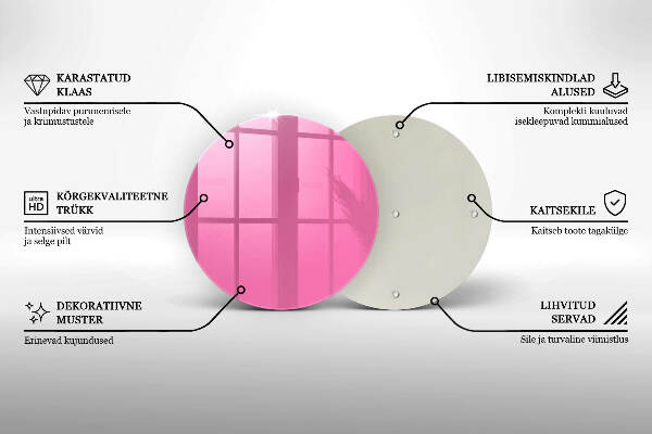 Piatto in vetro per candele di colore rosa