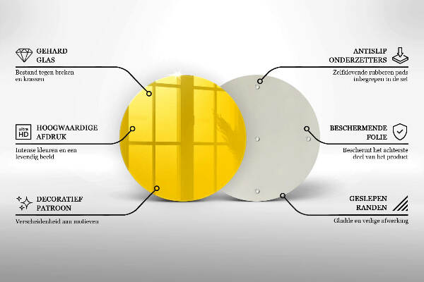 Sottobicchiere in vetro per candele tombali di colore giallo